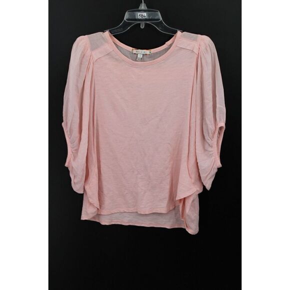 ANTHROPOLOGIE ERI + ALI SIZE SMALL PINK BALLOON SLEEVE BLOUSE STYLE D2785-SB - Picture 1 of 7